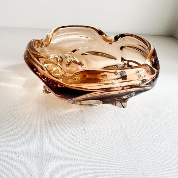 Vintage MCM Chalet Glass Light Brown Champagne Ashtray - Picture 6 of 12